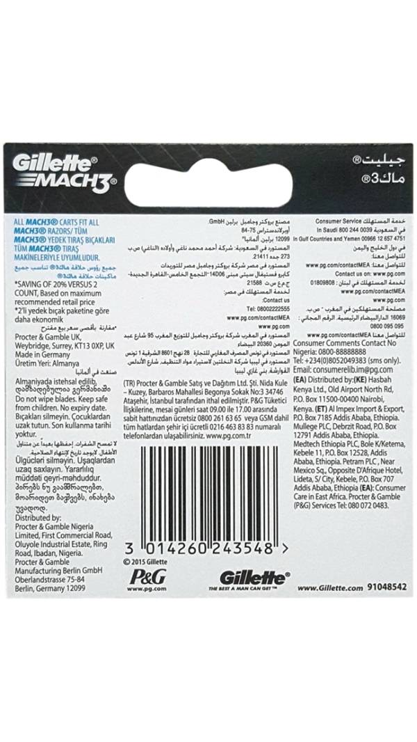 Gillette Mach3 8pcs Shaving Blade Alliance